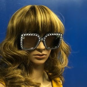 Black Rhinestone Oversized Sunglasses